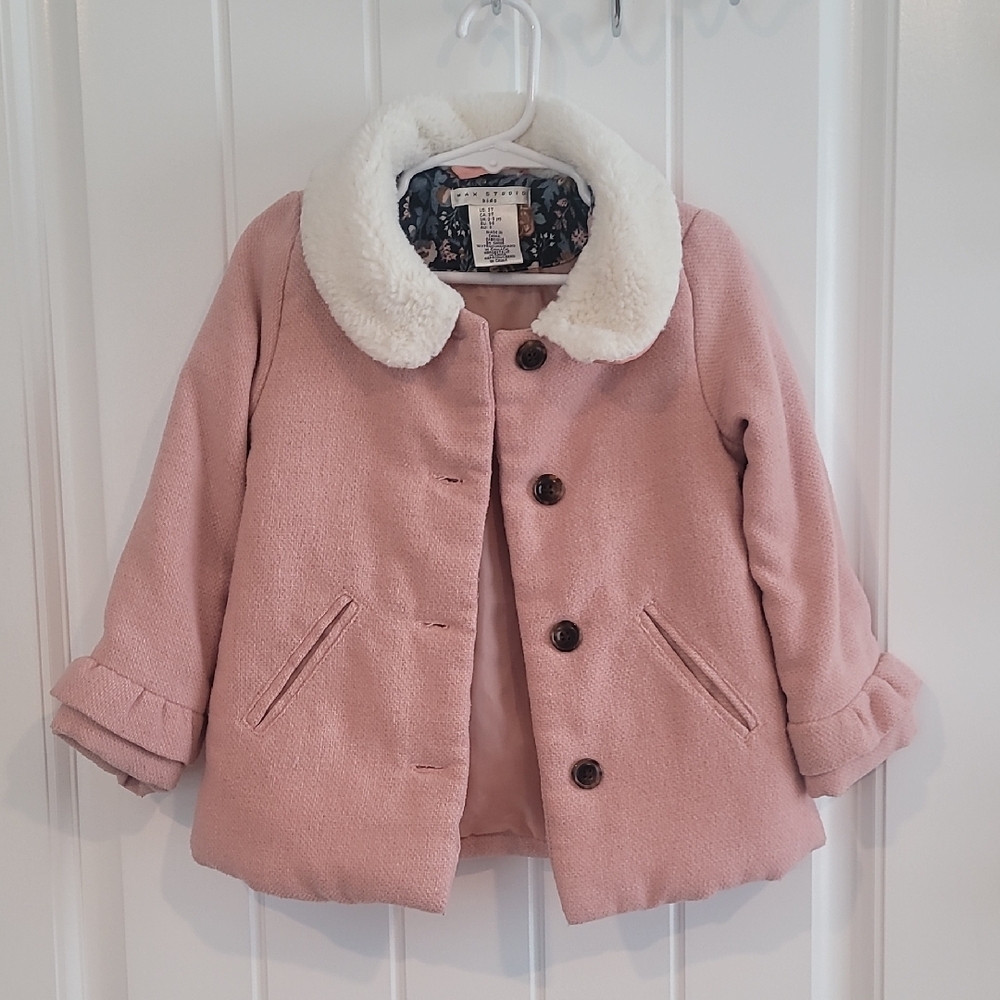 Max Studio Pink Pea Coat with White Collar
